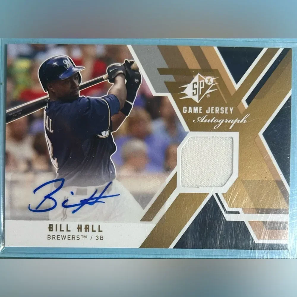 Milwaukee Brewers ,Bill Hall 2009 UD SPX -Game Jersey Autograph Card #GJA-BH